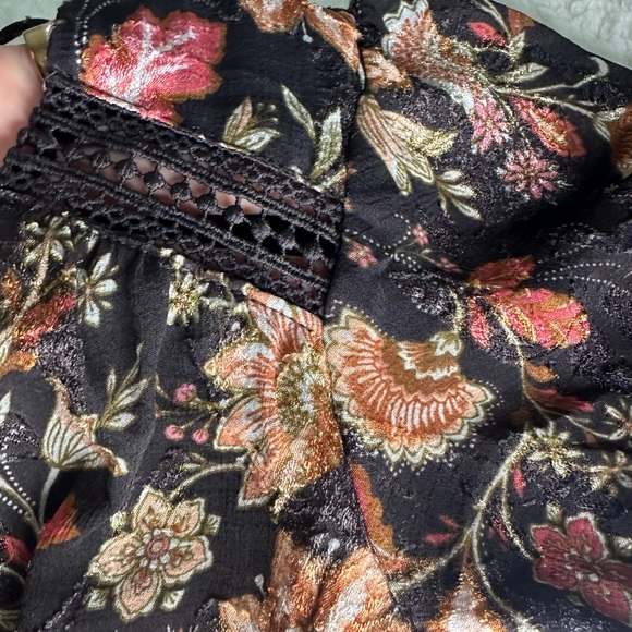 Floral Black Dress with Pink and Brown Accents - Picture 3 of 6